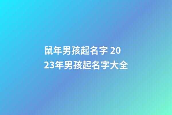 鼠年男孩起名字 2023年男孩起名字大全